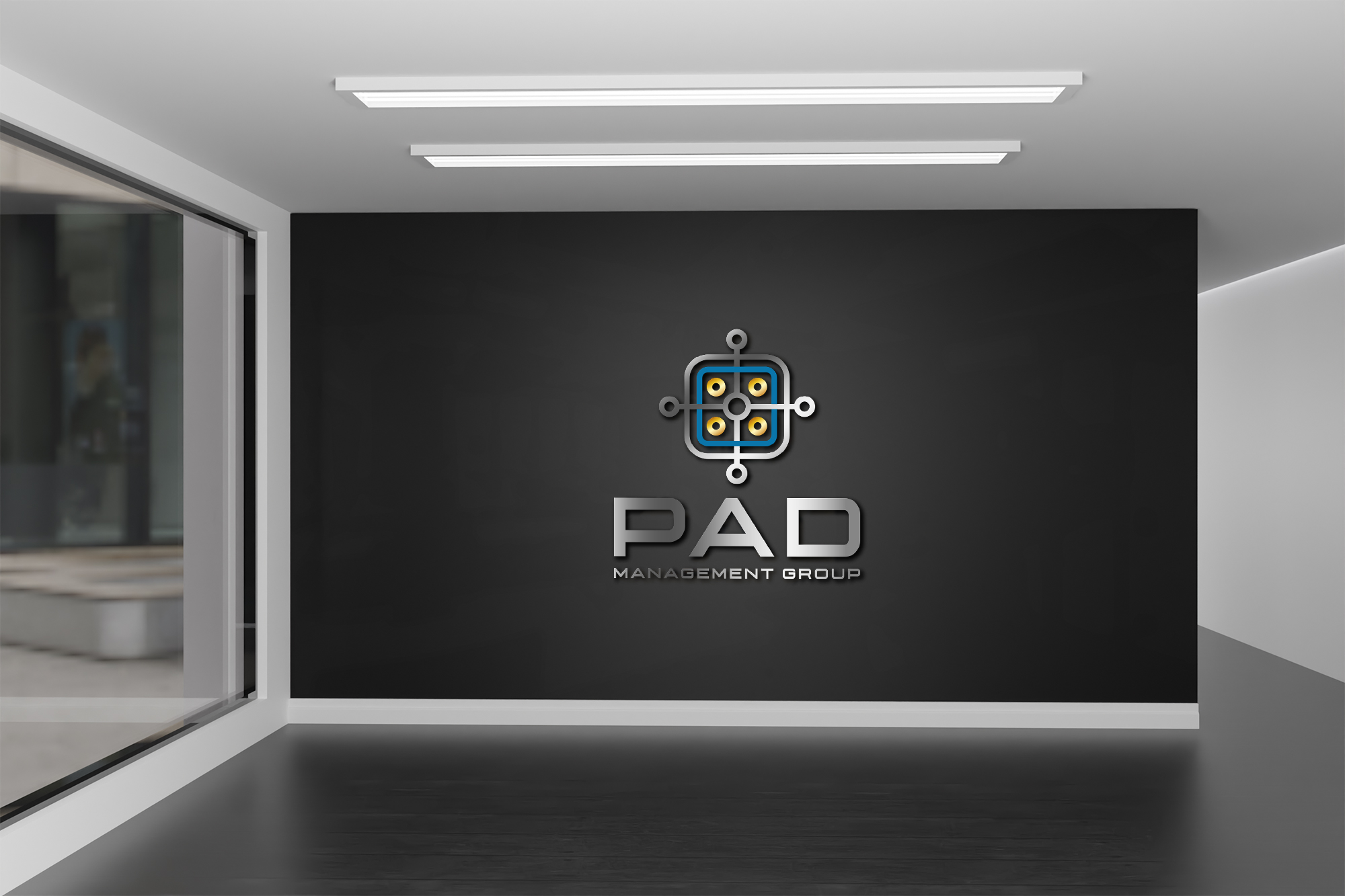 PAD Management Group 3D logo mockup
